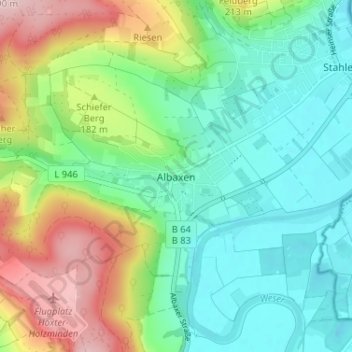Carte topographique Albaxen, altitude, relief