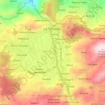 Carte topographique Zone 1, altitude, relief