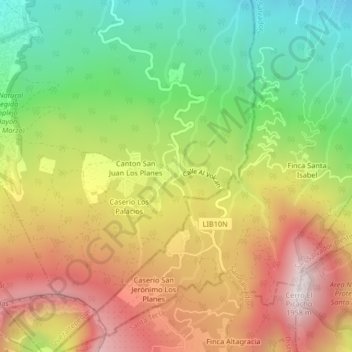 Carte topographique San Juan los planes, altitude, relief