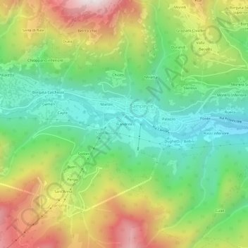 Carte topographique Fiandrini, altitude, relief