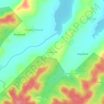 Carte topographique Tokwadi, altitude, relief