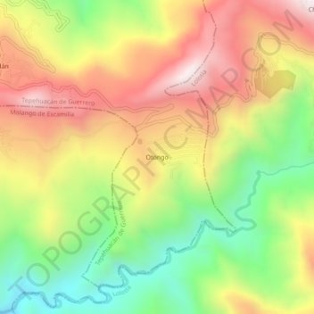 Carte topographique Otongo, altitude, relief