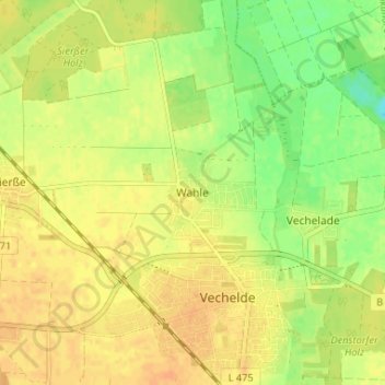 Carte topographique Wahle, altitude, relief