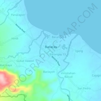 Carte topographique Barangay 12, altitude, relief