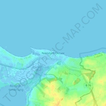Carte topographique Niendorf/Ostsee, altitude, relief