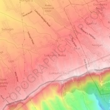 Carte topographique Luksuhin Ibaba, altitude, relief