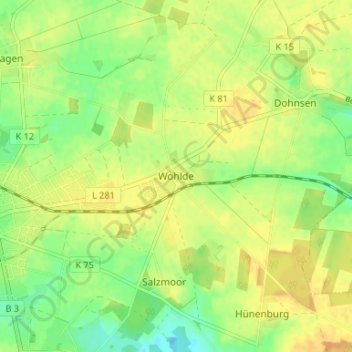 Carte topographique Wohlde, altitude, relief