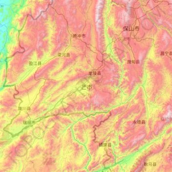 Carte topographique 德宏州, altitude, relief