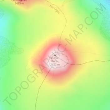 Carte topographique Volcán Mocho, altitude, relief