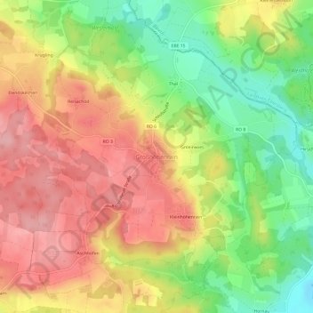 Carte topographique Großhöhenrain, altitude, relief