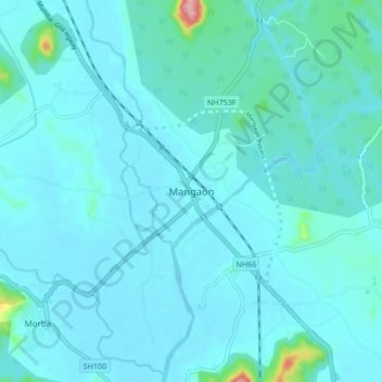 Carte topographique Mangaon, altitude, relief