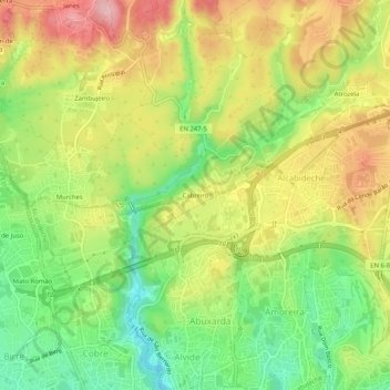 Carte topographique Cabreiro, altitude, relief