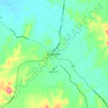 Carte topographique Biggenden, altitude, relief