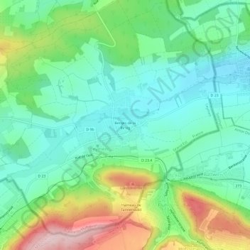 Carte topographique Berges de la Birsig, altitude, relief
