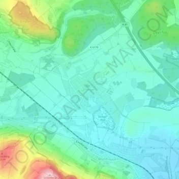 Carte topographique Ehingen, altitude, relief