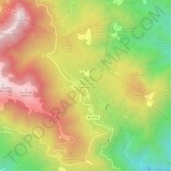 Carte topographique Santa Fe de Montseny, altitude, relief