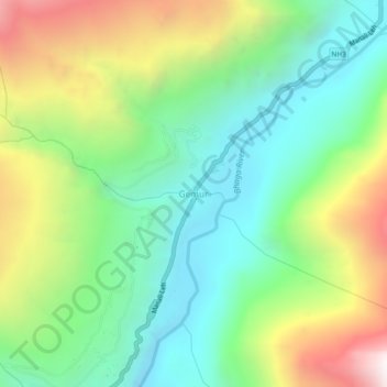 Carte topographique Gemur, altitude, relief