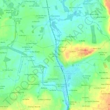 Carte topographique Le Champ Sous le Bois, altitude, relief