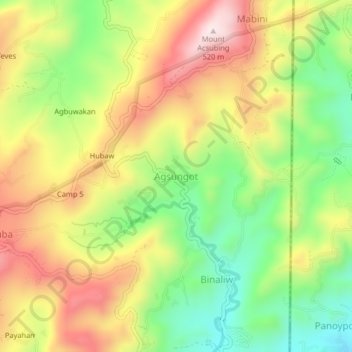 Carte topographique Agsungot, altitude, relief