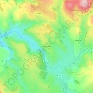 Carte topographique Les Vialettes, altitude, relief