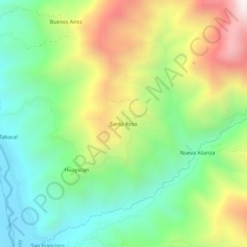 Carte topographique Santa Rosa, altitude, relief