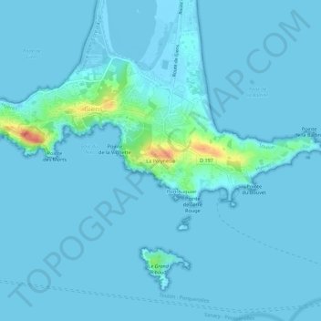 Carte topographique La Polynésie, altitude, relief