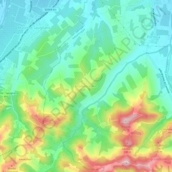Carte topographique Montebudello, altitude, relief