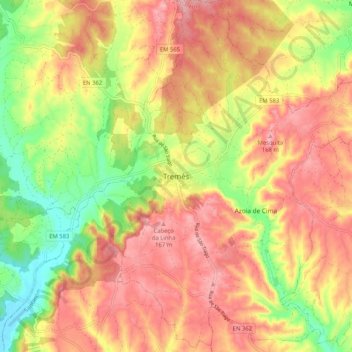 Carte topographique Tremês, altitude, relief