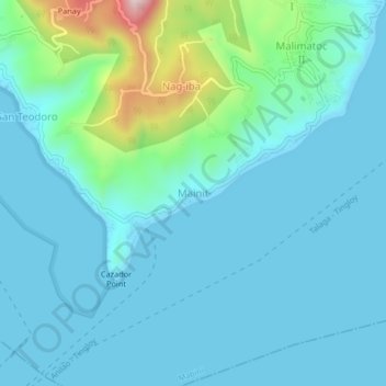 Carte topographique Mainit, altitude, relief