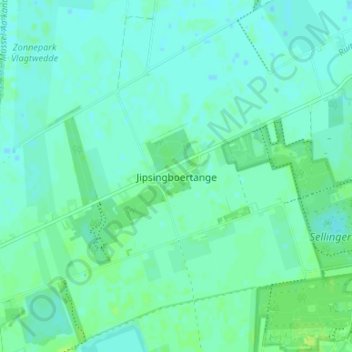 Carte topographique Jipsingboertange, altitude, relief