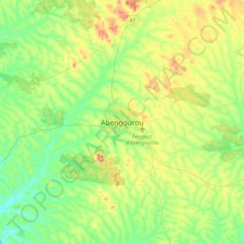 Carte topographique Abengourou, altitude, relief