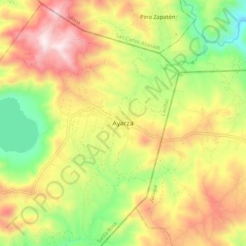 Carte topographique Ayarza, altitude, relief