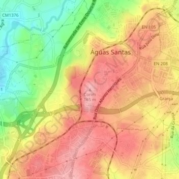 Carte topographique Corim, altitude, relief