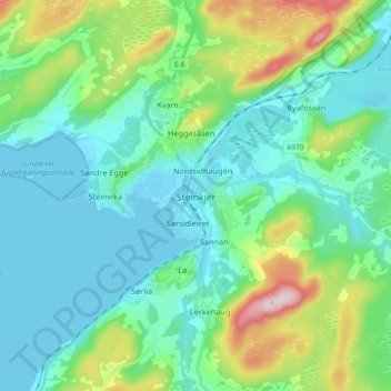 Carte topographique Steinkjer, altitude, relief