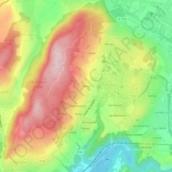 Carte topographique Marny, altitude, relief