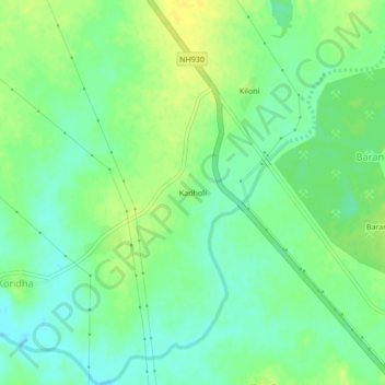 Carte topographique Kadholi, altitude, relief