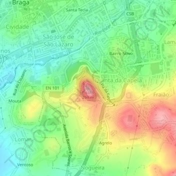 Carte topographique Picoto, altitude, relief