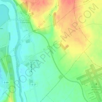 Carte topographique Écluse de Vignely, altitude, relief