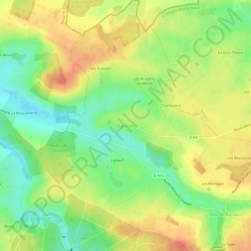 Carte topographique Bardais, altitude, relief