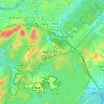 Carte topographique North Region, altitude, relief