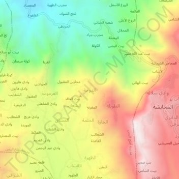 Carte topographique الدوحة, altitude, relief