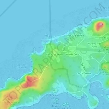 Carte topographique Vila da Quixaba, altitude, relief