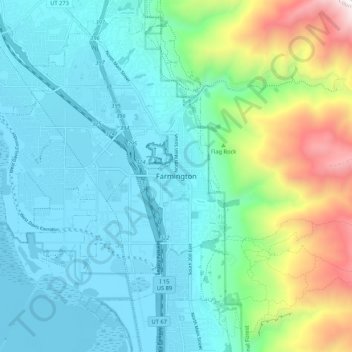 Carte topographique Farmington, altitude, relief