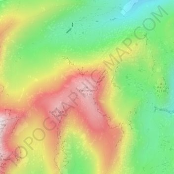 Carte topographique Wetherlam, altitude, relief