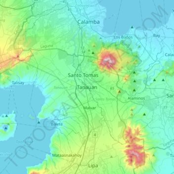 Carte topographique Tanauan, altitude, relief