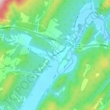 Carte topographique Baker, altitude, relief