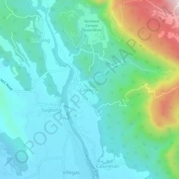 Carte topographique Labayug, altitude, relief