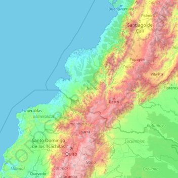 Carte topographique Nariño, altitude, relief