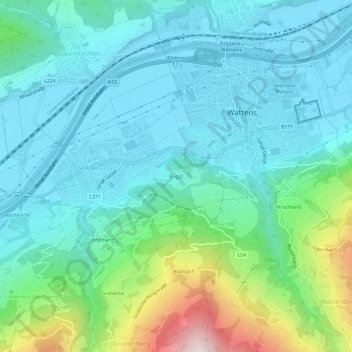 Carte topographique Buggl, altitude, relief