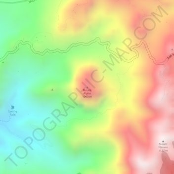 Carte topographique Mount Alpha, altitude, relief